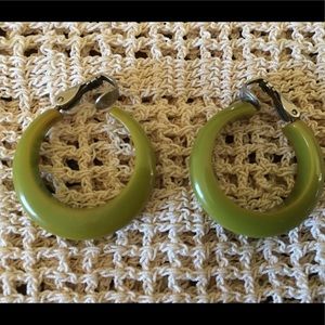 Green Bakelite Hoop Earrings